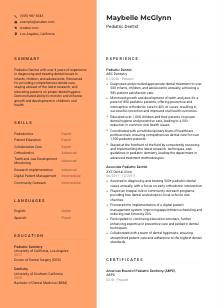 Pediatric Dentist Resume Template #3