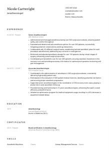 Anesthesiologist Resume Template #1