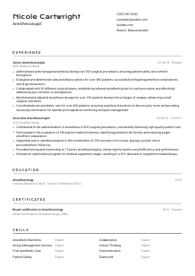 Anesthesiologist CV Template #2
