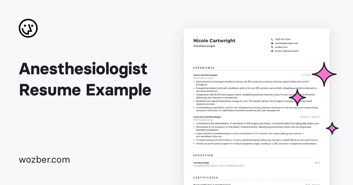 Anesthesiologist CV Example