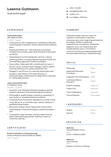 Gastroenterologist CV Template #2