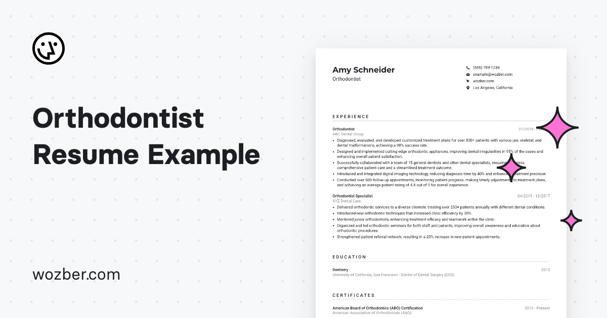 Orthodontist Resume Example