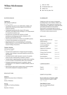 Pediatrician Resume Template #7