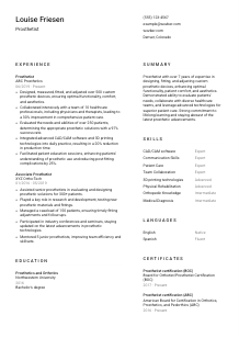Prosthetist CV Template #1