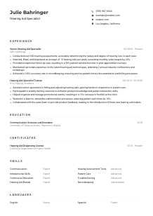 Hearing Aid Specialist Resume Example