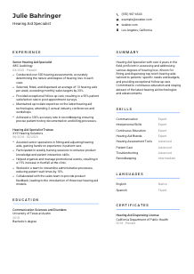 Hearing Aid Specialist Resume Template #2