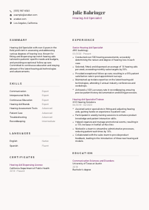 Hearing Aid Specialist Resume Template #3