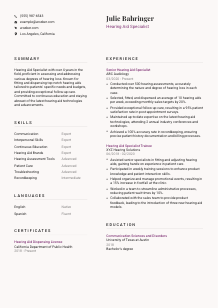 Hearing Aid Specialist CV Template #3