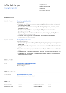 Hearing Aid Specialist Resume Template #1
