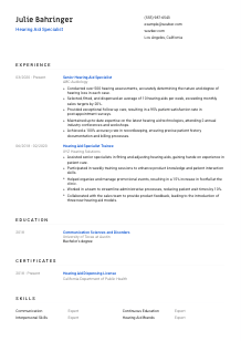 Hearing Aid Specialist CV Template #1