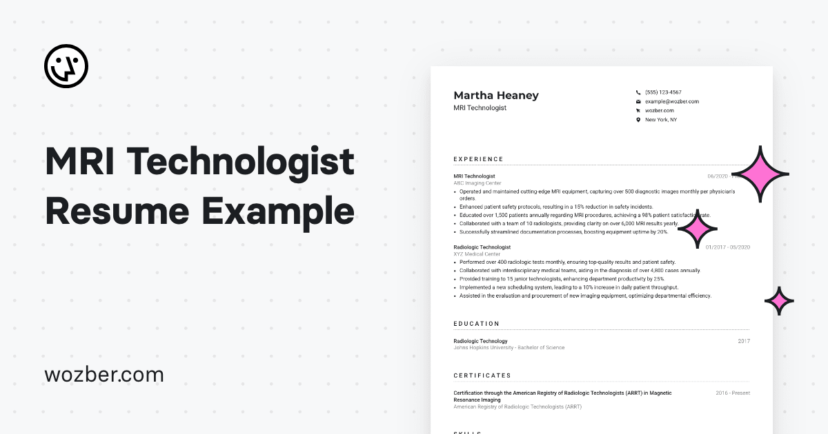MRI Technologist Resume Example - Og 