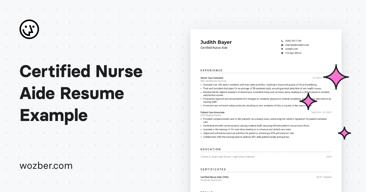 Certified Nurse Aide Resume Example - Og