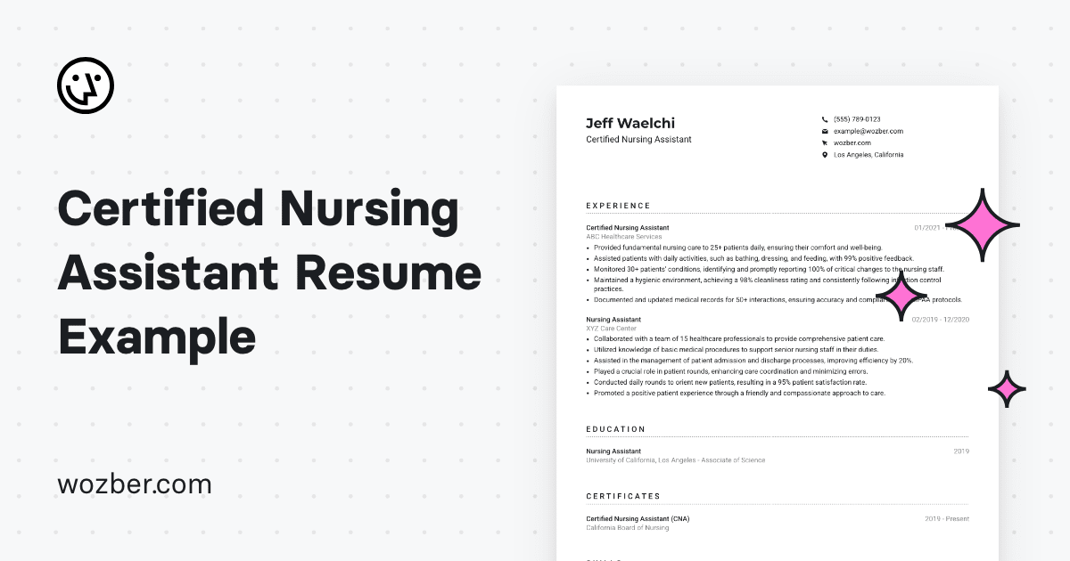 Certified Nursing Assistant Resume Example