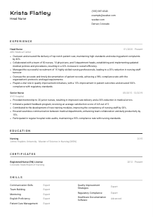 Head Nurse CV Template #2