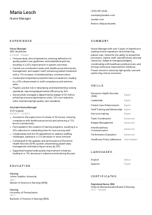 Nurse Manager CV Template #5