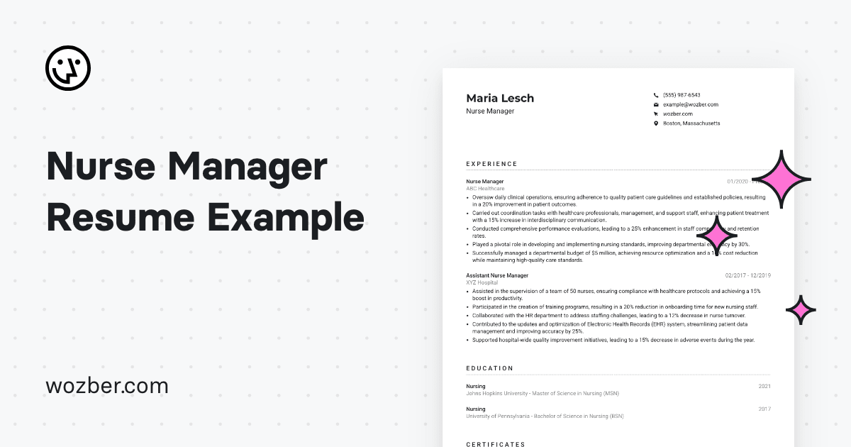Nurse Manager Resume Example - Og 