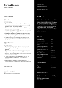 Pediatric Nurse Resume Template #3