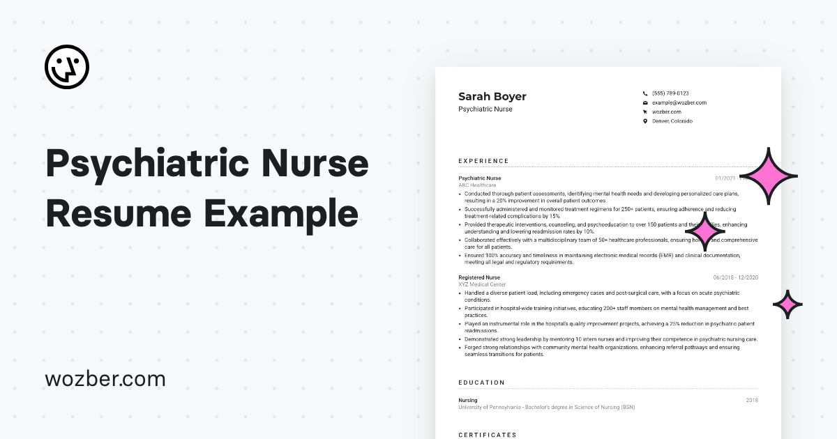 Psychiatric Nurse Resume Example - Og 