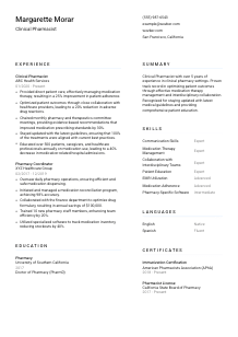 Clinical Pharmacist Resume Template #1