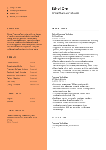 Clinical Pharmacy Technician Resume Template #3