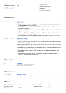 CVS Pharmacist CV Template #1