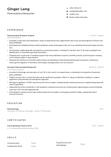 Pharmaceutical Researcher CV Example