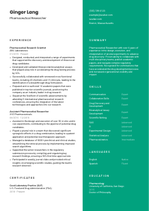 Pharmaceutical Researcher Resume Template #2