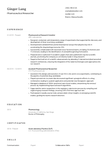 Pharmaceutical Researcher Resume Template #1