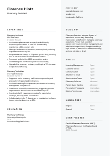 Pharmacy Assistant CV Template #2