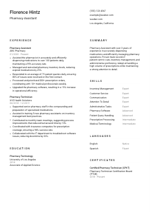 Pharmacy Assistant CV Template #1