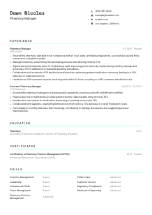 Pharmacy Manager CV Template #3