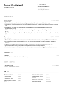 Staff Pharmacist CV Example