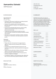 Staff Pharmacist CV Template #2