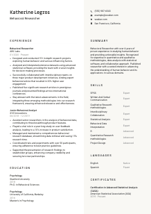 Behavioral Researcher CV Template #2