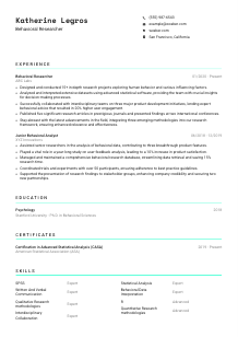 Behavioral Researcher CV Template #3