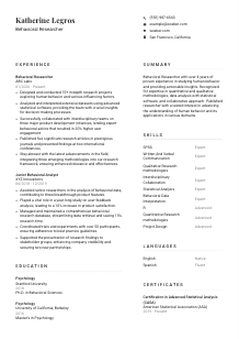 Behavioral Researcher CV Template #1