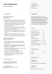 Health Psychologist CV Template #2
