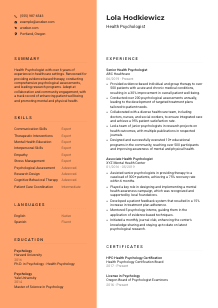 Health Psychologist CV Template #3