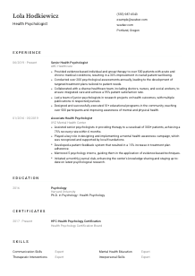 Health Psychologist CV Template #1