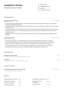 Marriage and Family Therapist CV Example