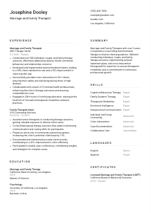 Marriage and Family Therapist Resume Template #5