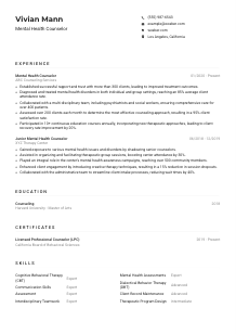 Mental Health Counselor Resume Example