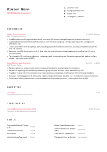 Mental Health Counselor Resume Template #1