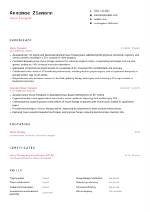 Music Therapist CV Template #1