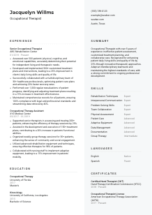 Occupational Therapist Resume Template #2