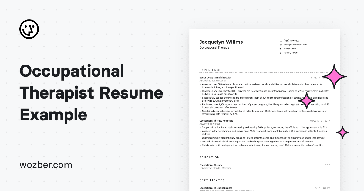 Occupational Therapist Resume Example