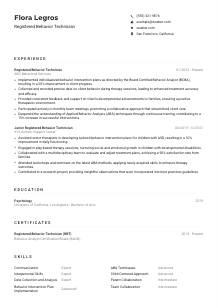 Registered Behavior Technician Resume Example