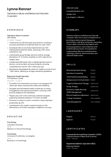 Substance Abuse and Behavioral Disorder Counselor CV Template #17