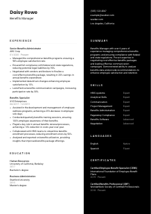 Benefits Manager CV Template #17
