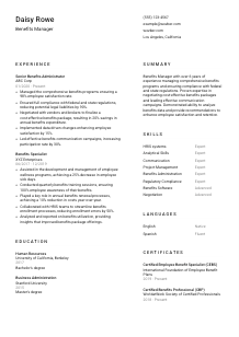 Benefits Manager CV Template #2